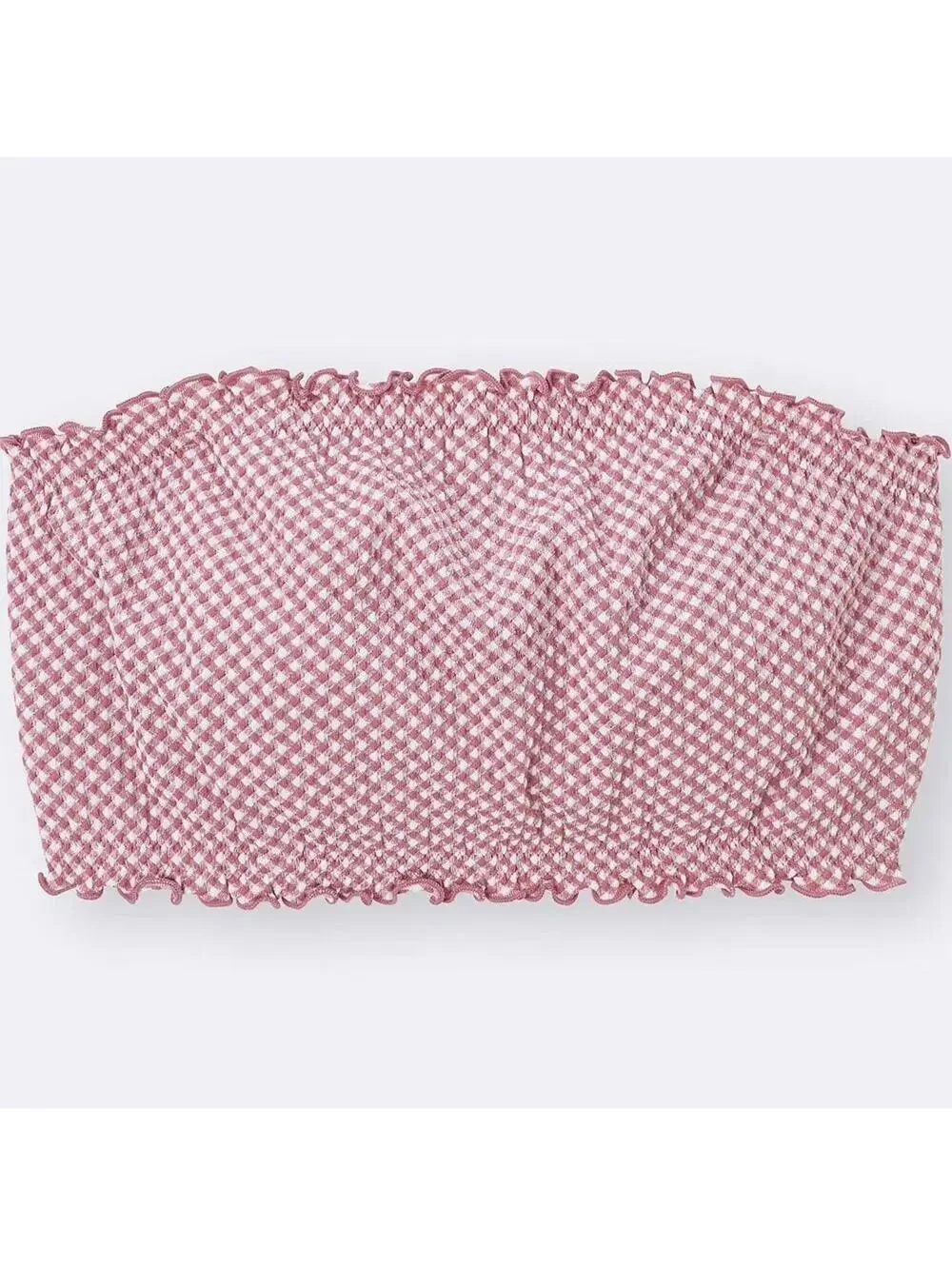 Uniqlo GU Gingham Check 2Way Bandeau Pink Crop Top NWT Small